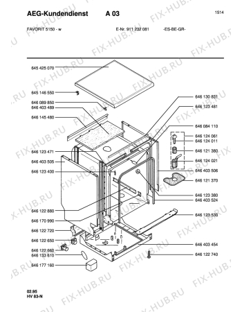 Взрыв-схема посудомоечной машины Aeg FAV5150-W  ML - Схема узла Housing 001